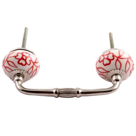 Red Leaf Floral Ceramic Bridge Handle